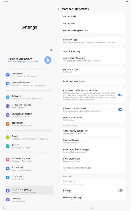 Press SIM card security.