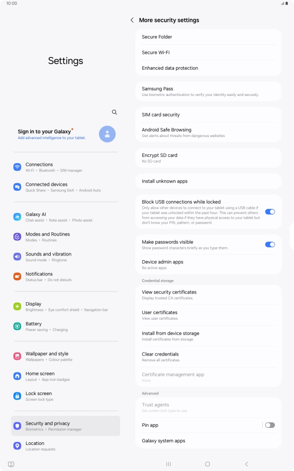 Press SIM card security.