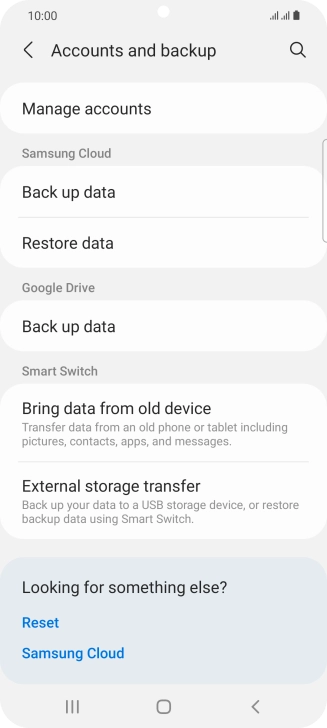 Press Manage accounts.