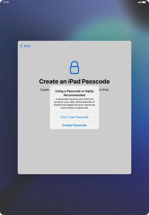 If you turn off the function, press Don't Use Passcode.