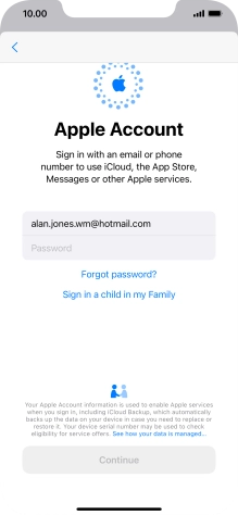 Press Password and key in the password for your Apple ID.