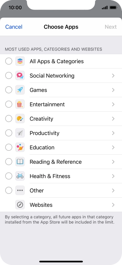Press the required categories.
