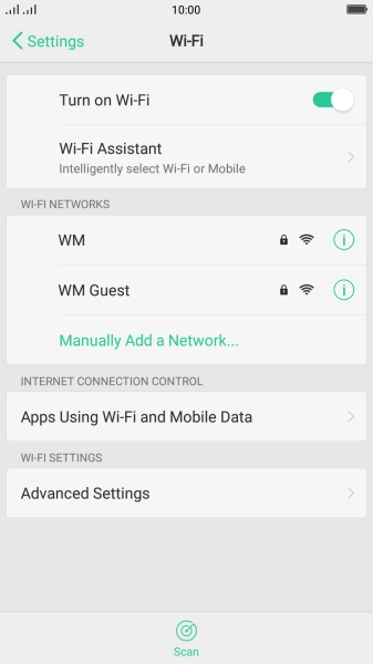 Press the required Wi-Fi network.