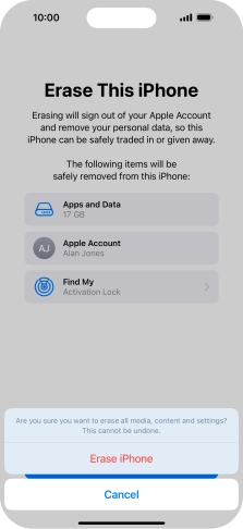 Press Erase iPhone.