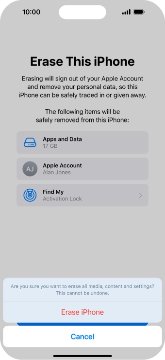 Press Erase iPhone.