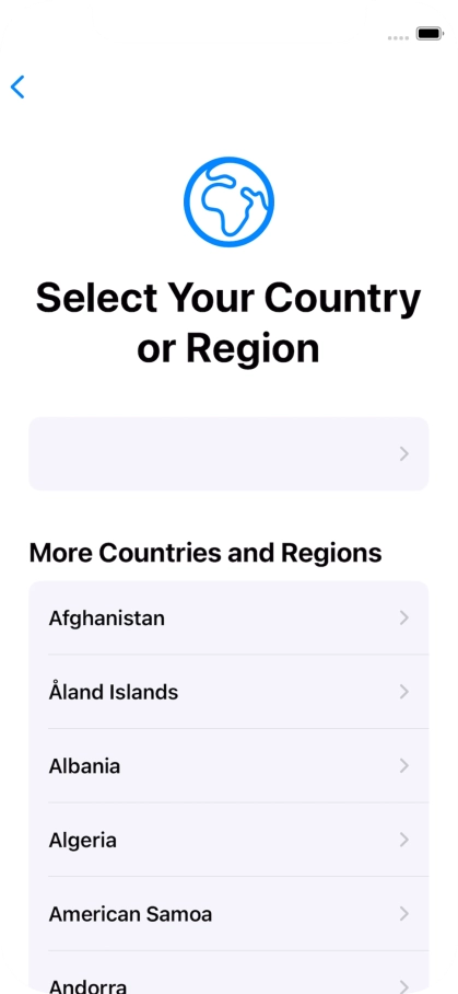 Press the required country or area.