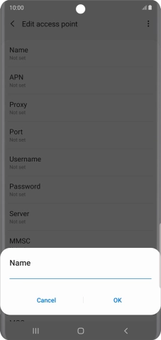 Key in Vodafone Internet and press OK.