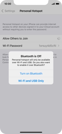 If Wi-Fi is turned on, press Wi-Fi and USB Only.