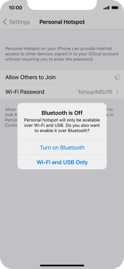 If Wi-Fi is turned on, press Wi-Fi and USB Only.