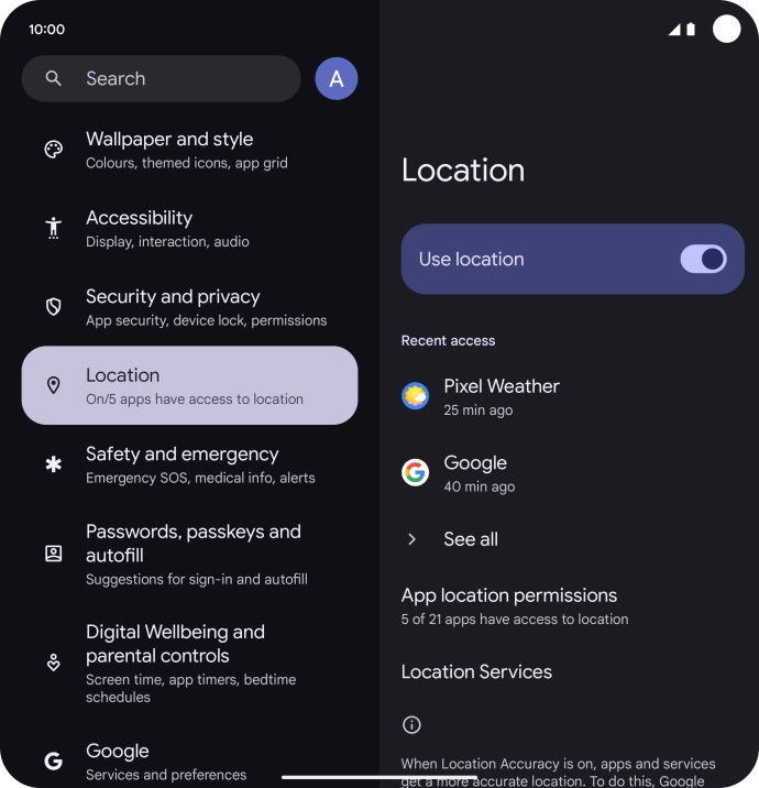 Press App location permissions.