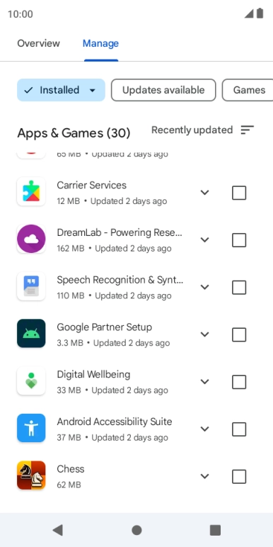 Press the required app.
