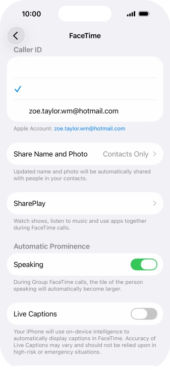 Press the required setting below 