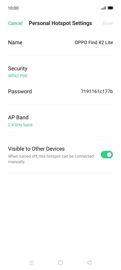 Press Name and key in the required name for the Wi-Fi hotspot.
