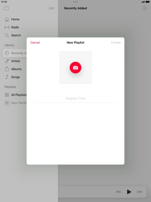 Press the text input field and key in a name for the playlist. Press the text input field and key in a name for the playlist.