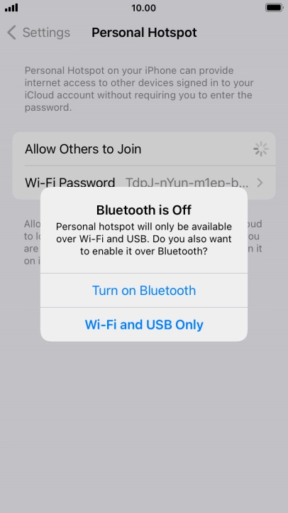If Wi-Fi is turned on, press Wi-Fi and USB Only.