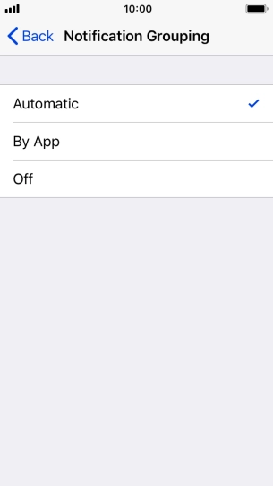 Press the required setting.