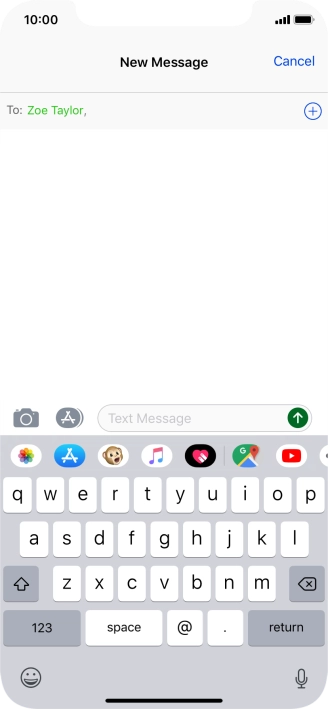 Press the text input field and write the text for your picture message.