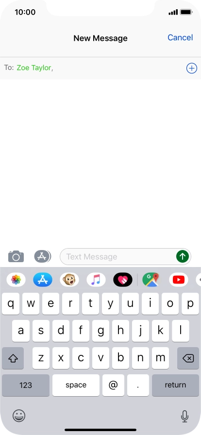 Press the text input field and write the text for your picture message.