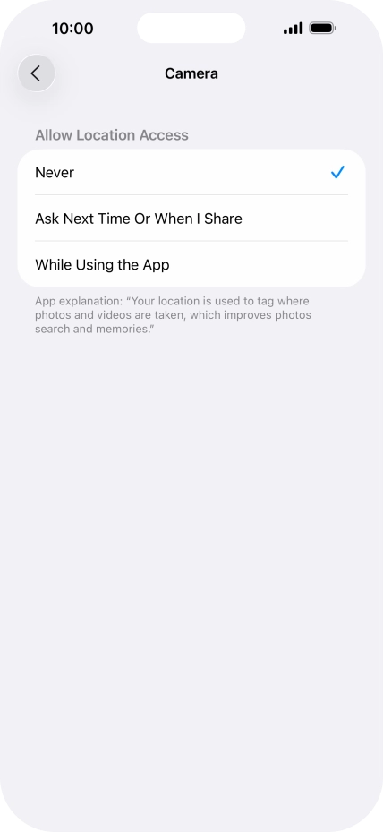 Press the required setting to turn the function on or off.