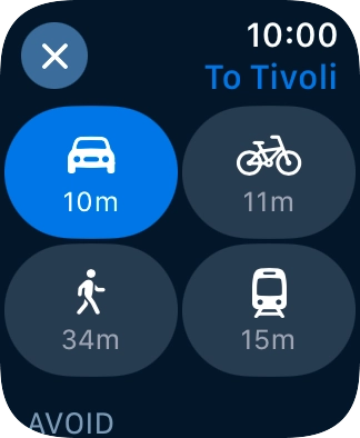 Press the required transport type.