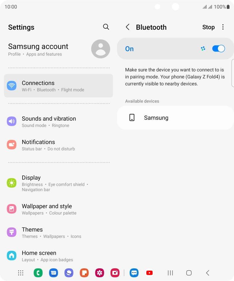Press the required Bluetooth device and follow the instructions on the screen to pair the device with your phone.