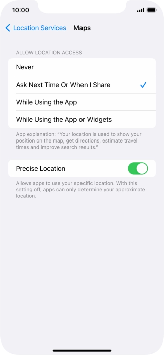 Press the required setting to turn the function on or off.