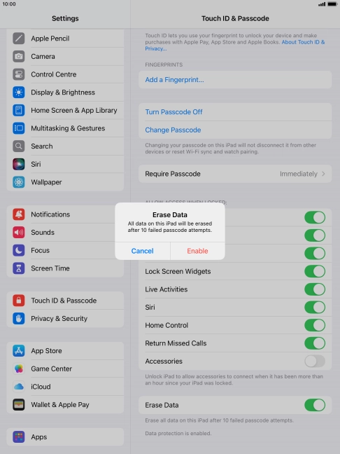 If you turn on the function, press Enable. If you turn on the function, press Enable.