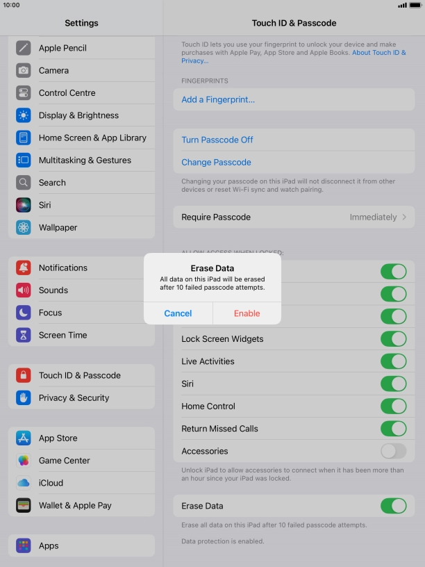If you turn on the function, press Enable. If you turn on the function, press Enable.