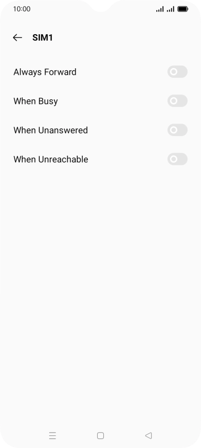 Press the indicator next to the required divert type.