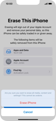 Press Erase iPhone.