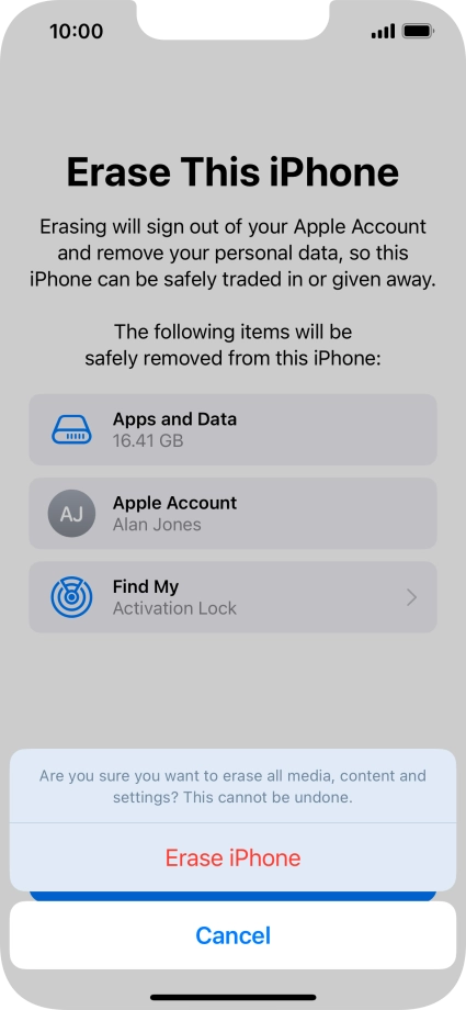 Press Erase iPhone.