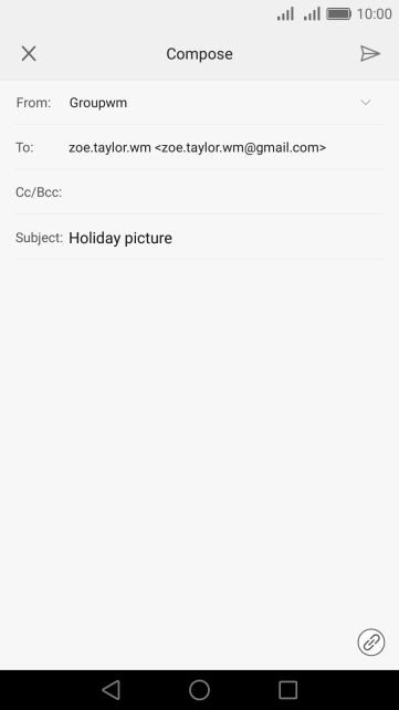Press the text input field and write the text for your email message.