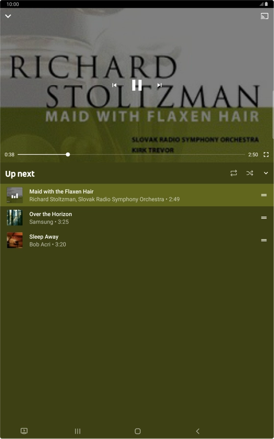 Press the repeat icon to turn the function on or off.