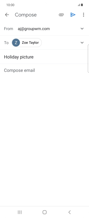Press the text input field and write the text for your email message.