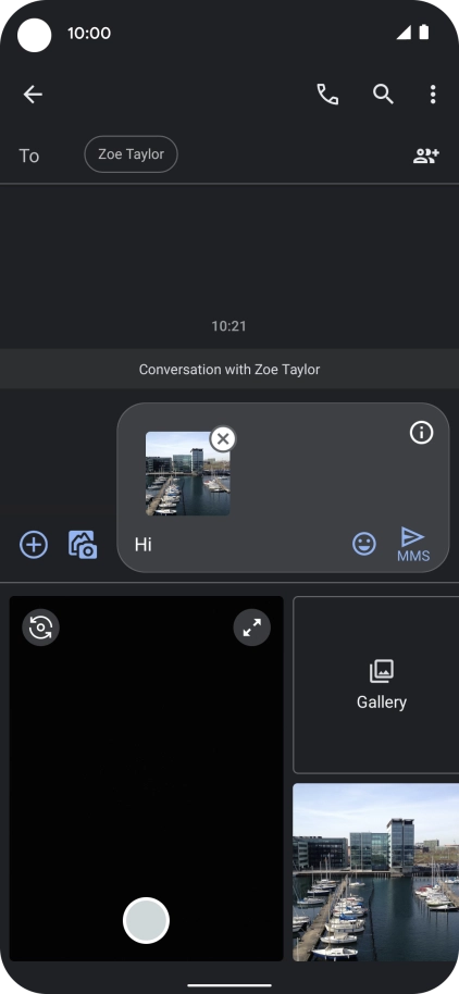 Press the send icon when you've finished your picture message.