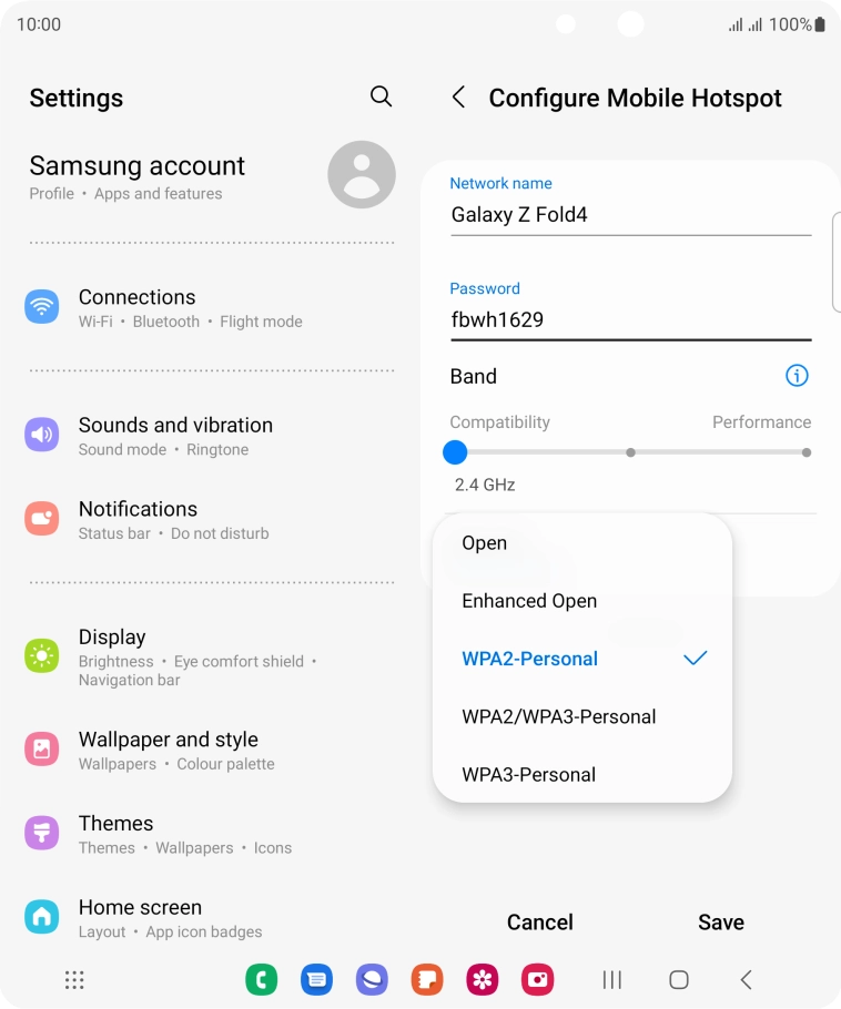 Press WPA3-Personal to password protect your Wi-Fi hotspot.