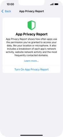 Press Turn On App Privacy Report to turn on the function.