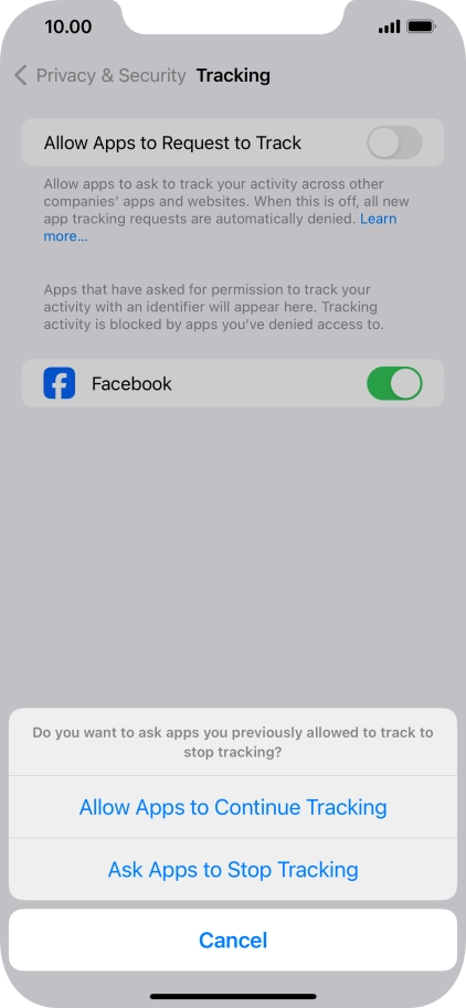 If you turn off the function, press the required setting.