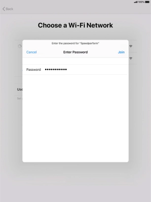 Key in the password for the Wi-Fi network and press Join.