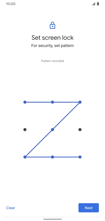 Slide your finger across the screen to connect at least four points and press Next.