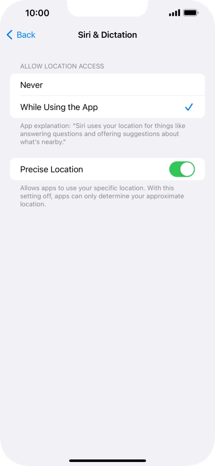 Press the required setting to turn the function on or off. Press the required setting to turn the function on or off.