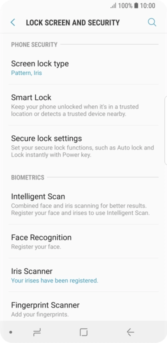 Press Screen lock type and key in the additional phone lock code you created earlier.