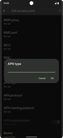 Key in default and press OK.