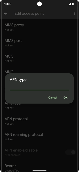 Key in default and press OK.