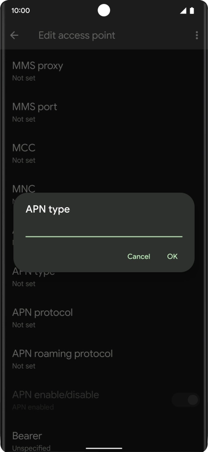 Key in default and press OK.