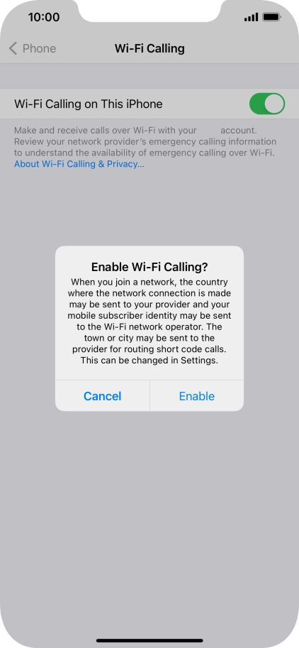 If you turn on the function, press Enable.