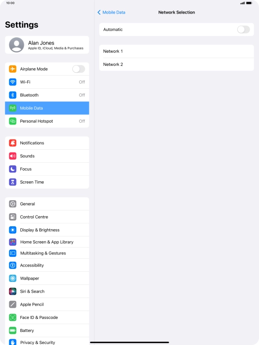 If you turn off the function, press the required network.