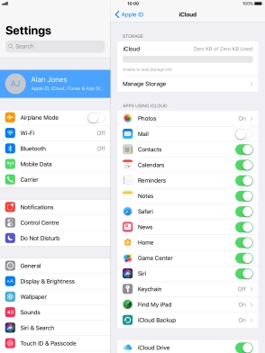 Press iCloud Backup.