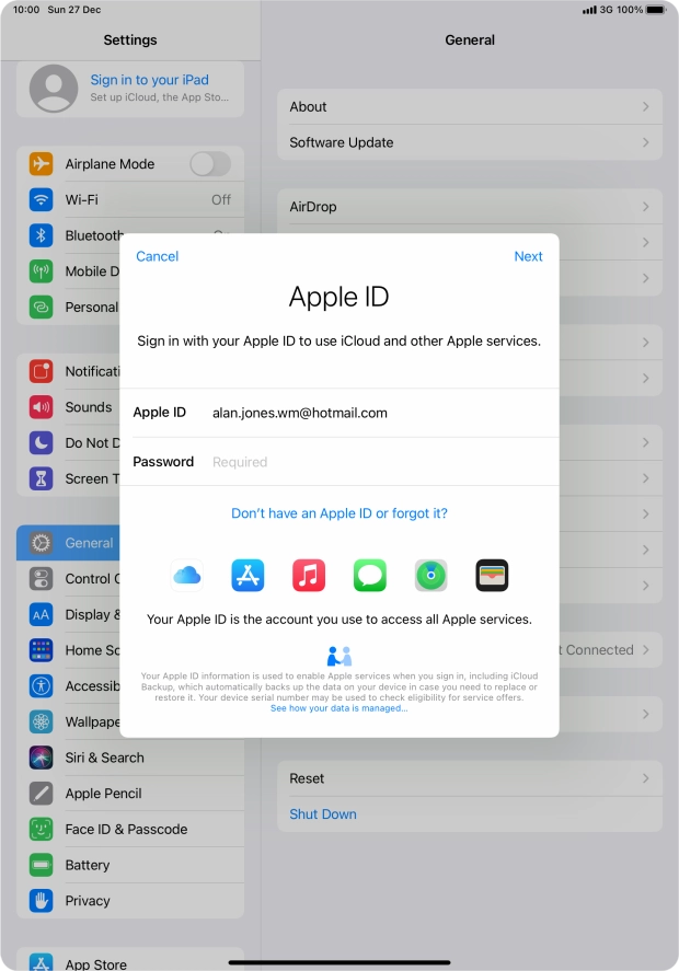 Press the field next to 