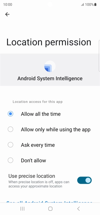 Press the required setting.